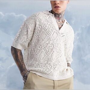 ASOS White Short Sleeve Knit Shirt